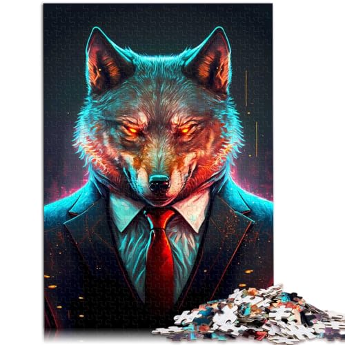 Puzzles für Erwachsene, Wolf-CEO im Anzug, Puzzle 1000 Teile, 50 x 75 cm, Holzbrettpuzzles, Teenager und Kinder, interessante Puzzles zur Stressreduzierung von SYUNFEI