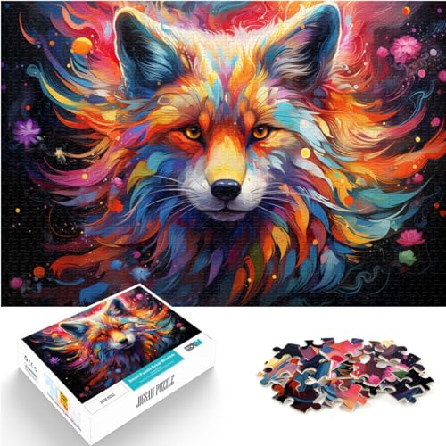 Puzzles für Fantasie, bunter Sternenhimmel-Fuchs, 1000-teiliges Puzzle aus Holz, Puzzle, Spiel, Familiendekoration, schwierige und Harte Puzzles (50 x 75 cm) von SYUNFEI