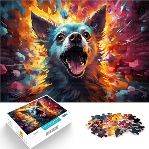 Puzzles für farbenfrohe psychedelische Kunst, Chihuahua-Hund, Puzzles für Erwachsene, 1000-teiliges Puzzle, Holzpuzzle, Familienpuzzle, Geschenk, Familienpuzzlespiel (50 x 75 cm) von SYUNFEI