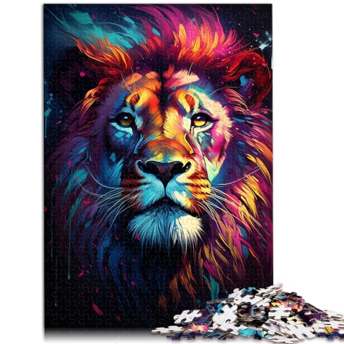 Puzzles für farbenfrohe psychedelische Löwen, Puzzle für Erwachsene, 1000 Teile, Holzpuzzle, lustige Puzzles, Familienaktivitätspuzzles (50 x 75 cm) von SYUNFEI