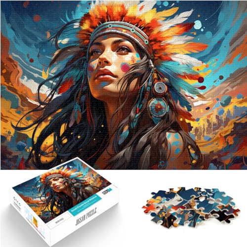 Puzzles geheimnisvolle Bunte Indianer 1000 Teile Puzzle für Erwachsene Puzzle Holzpuzzle Puzzle Wanddekoration Anspruchsvoll zu vervollständigen, Aber lustig und humorvoll (50x75cm) von SYUNFEI