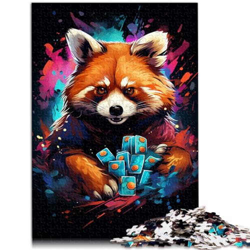 Puzzles zum Ausmalen, Roter Panda, 300 Teile, Puzzle für Erwachsene, Holzpuzzle, Puzzle-Kunstwerk, einzigartige Geburtstags (26 x 38 cm) von SYUNFEI