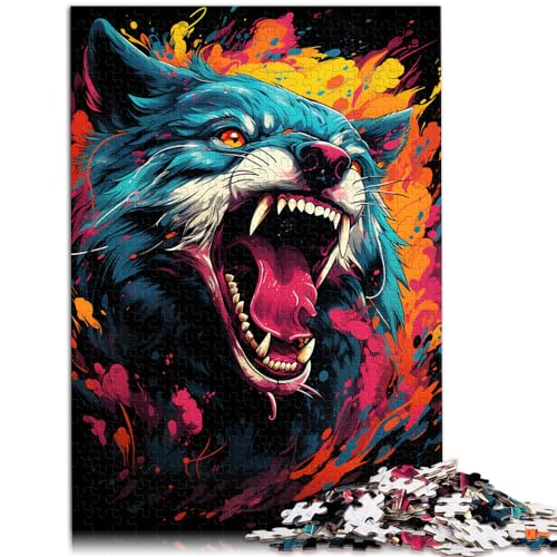 Puzzles zum Ausmalen, Wilder Wolf, 1000-teiliges Puzzle für Erwachsene, Holzpuzzle, Puzzle als Geschenk für anspruchsvolles Puzzlespiel und Familienspiel (50 x 75 cm) von SYUNFEI