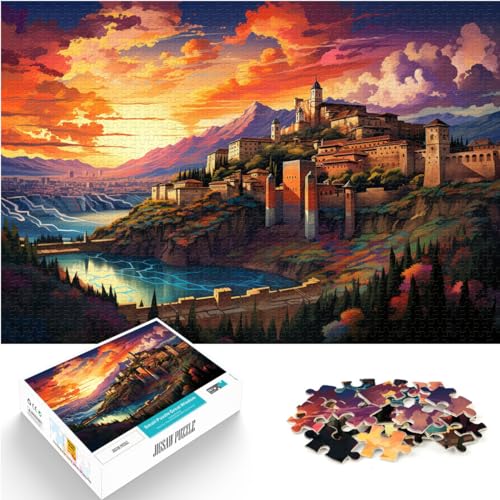 Puzzles zum Ausmalen des Alhambra-Palastes für Erwachsene, 1000-teiliges Puzzle, Holzpuzzle, ganze Familie (50 x 75 cm) von SYUNFEI