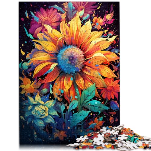 Puzzles zum Ausmalen von Sonnenblumen, 300 extragroße Teile, Holzpuzzle, Puzzeln als Geschenk mit passendem Poster und Wissensblatt (26 x 38 cm) von SYUNFEI