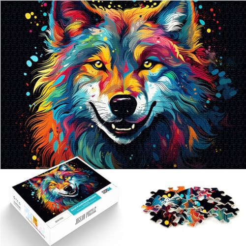 Puzzles zum Verschenken, Fantasie-Puzzle, bunter, wütender Wolf, Puzzle für Erwachsene, 1000 Stück, Puzzlespiel, Heimkunstdekor, einzigartiges Herausforderungsspiel (50 x 75 cm) von SYUNFEI