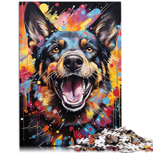 Puzzles zum Verschenken, farbenfrohe Psychedelie mit Gemälden von Wildhunden, 1000-teiliges Puzzle für Erwachsene, Holzpuzzlespiel, gutes Geschenk für (50 x 75 cm) von SYUNFEI