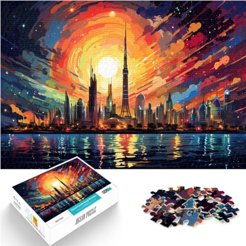 Puzzles zum Verschenken, farbenfrohe VAE-Dubai-Puzzles für Erwachsene, 1000-teiliges Holzpuzzle, schwierige Puzzles als Geschenk für die ganze Familie (50 x 75 cm) von SYUNFEI