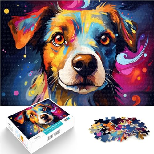 Puzzlespiel, farbenfroher Psychedelischer Jack Russell Terrier, 1000 Teile, Puzzlespielzeug, Lernspiele, Heimdekorationspuzzle. Lustige Spiele für die ganze Familie (50 x 75 cm) von SYUNFEI