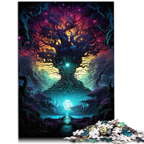 Puzzlespiel, farbenfrohes Gemälde eines Weltenbaums, 1000 Teile, Premium-Puzzle, Holzpuzzle, Puzzle-Wanddekoration, schwierige Puzzles (50 x 75 cm) von SYUNFEI
