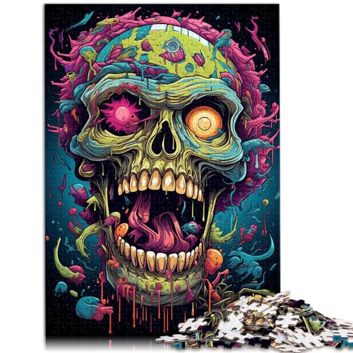 Puzzlespiel Bunter Psychedelischer Fantasy-Totenkopf Puzzle für Erwachsene 1000 Teile Holzpuzzle Lernspielzeug Familienpuzzlespiel （50x75cm） von SYUNFEI