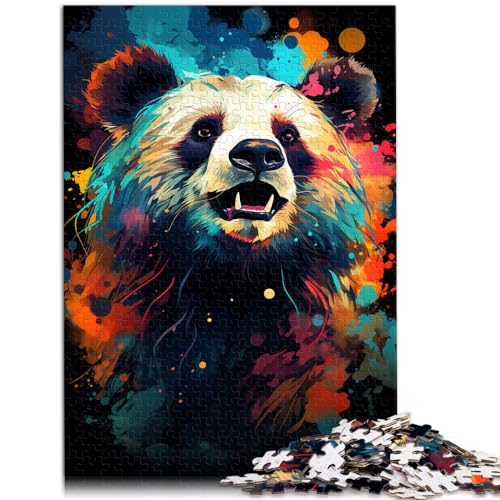 Puzzlespiel Bunter Psychedelischer Panda für Erwachsene, 1000 Teile, Puzzle aus Holz, Puzzle – anspruchsvolles Spiel, Weihnachtspuzzle, Geschenke (50 x 75 cm) von SYUNFEI