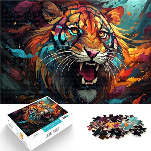 Puzzlespiel Bunter Tiertiger 300-teiliges Puzzle Holzpuzzle Lernspielzeug Familienspiele ganze Familie (26 x 38 cm) von SYUNFEI