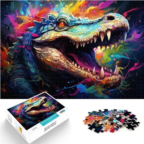 Puzzlespiel Fantasie-buntes Krokodil, 1000 Puzzleteile für Erwachsene, Holzpuzzle, Spiele, Spielzeug, Geschenk, interessantes Puzzle zur Stressreduzierung (50 x 75 cm) von SYUNFEI