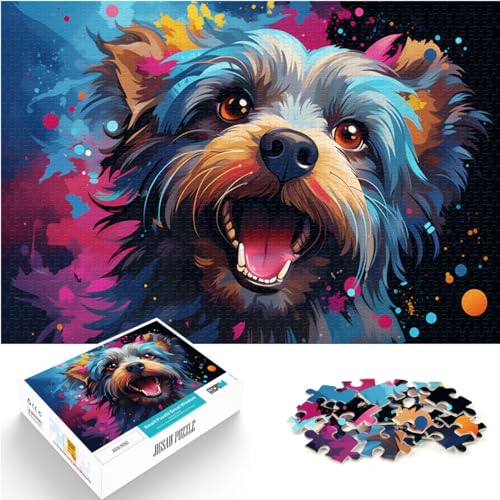 Puzzlespiel Terrier, farbenfrohes psychedelisches Puzzle für Erwachsene und Ren, 300 Teile, Holzpuzzle, anspruchsvoll, Aber unterhaltsam und humorvoll (26 x 38 cm) von SYUNFEI