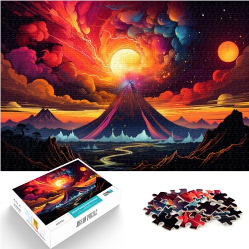 Puzzlespiel Wunderschöner bunter Vulkan Art Puzzles für Erwachsene 500 Teile Holzpuzzle - Herausforderndes Spiel Schwierig und herausfordernd (38x52cm) von SYUNFEI
