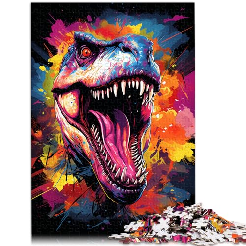 Puzzlespiele, farbenfrohe Psychedelie der Dinosaurier, Kunstpuzzle für Erwachsene, 1000 Teile, Holzpuzzle, einfache Puzzles, tolles Geschenk für | Spiele (50 x 75 cm) von SYUNFEI