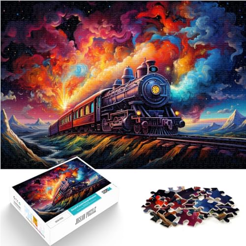 Puzzlespiele, farbenfrohe Zugkunst für Erwachsene, 1000-teiliges Puzzle, Holzpuzzle, lustige Puzzles, Familienaktivität, Puzzle, Lernspiele (50 x 75 cm) von SYUNFEI