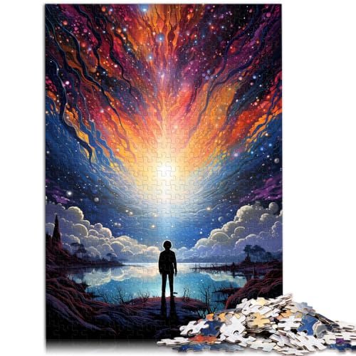 Puzzlespiele, farbenfrohes und psychedelisches, Sich auflösendes Spaceb für Erwachsene, 300-teiliges Puzzle, Holzpuzzle, Familienpuzzle, Geschenk für Puzzlegeschenke (26 x 38 cm) von SYUNFEI