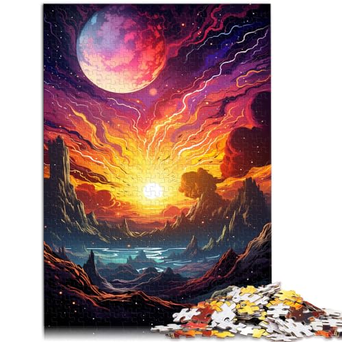 Puzzlespiele Farbenfrohes psychedelisches Fantasy-Weltraum-Puzzle für Erwachsene Ren. 300-teiliges Holzpuzzle. Lustiges Puzzle mit passendem Poster Wissensblatt (26 x 38 cm) von SYUNFEI