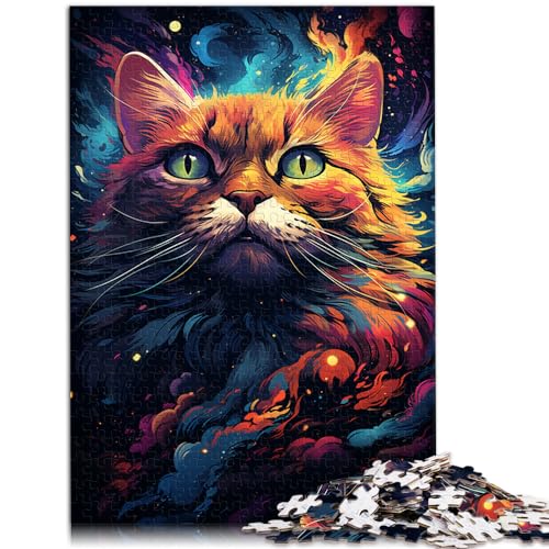 Spiel-Geschenk-Puzzle, Bunte Katze im Weltraum, 300 Teile Puzzle, Holzpuzzle für Erwachsene. Puzzle eignet ganze Familie und ist （26 x 38 cm） von SYUNFEI