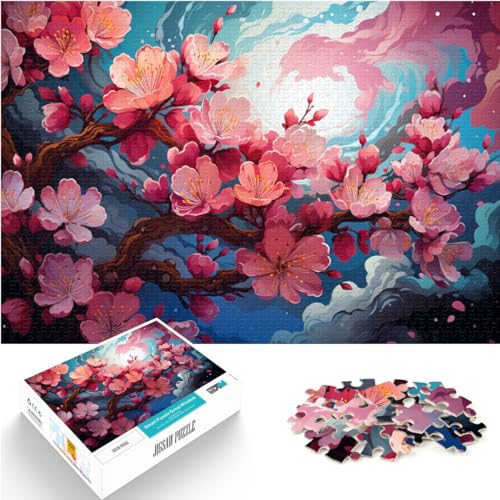 Spiel-Geschenk-Puzzle, Bunte psychedelische Pflaumenblüten, Puzzle 1000 Teile für Erwachsene, Holz-Puzzle-Spielspielzeug für die Familie, Puzzle-Geschenk, Stressabbau (50 x 75 cm) von SYUNFEI