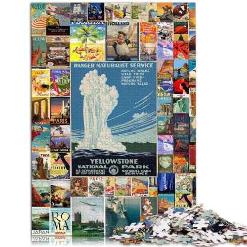 Spiel-Geschenk-Puzzle, Vintage-Reise-Wandkunst, 500-teiliges Puzzle für Erwachsene, Holzpuzzle, pädagogische Herausforderung für Erwachsene und Familien (38 x 52 cm) von SYUNFEI