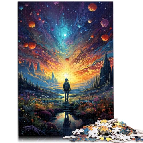 Spiel-Geschenk-Puzzle, farbenfrohe Psychedelia der Planeten, Puzzle 1000 Teile für Erwachsene und Kinder aus Holz, lustige Puzzlespiele für Familienspaß und Spieleabende (50 x 75 cm) von SYUNFEI