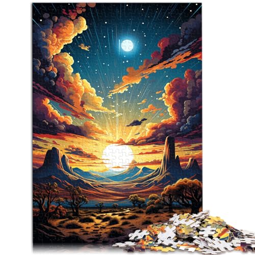 Spiel-Geschenk-Puzzle, farbenfroher Psychedelischer Wüstensonnenuntergang, 500 Teile, Puzzle für Erwachsene, Holzpuzzle, Puzzle, Weihnachts- und Geburtstagsgeschenke (38 x 52 cm) von SYUNFEI