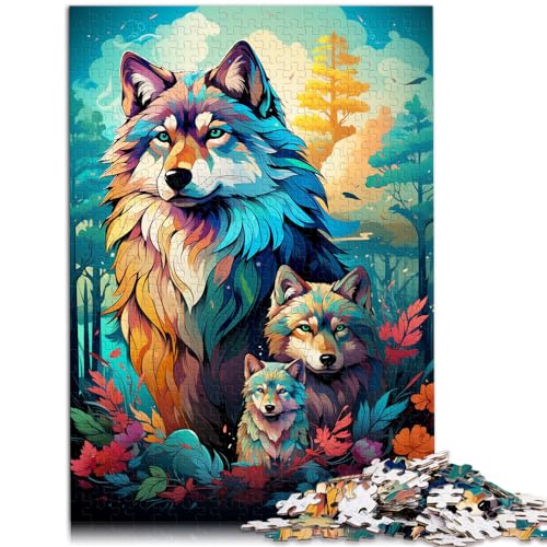 Spiel-Geschenk-Puzzle „Die farbenfrohen Psychedelika der Soul Wolf Family“ Erwachsene, 1000-teiliges Puzzle aus Holz, Spiel, Familiendekoration, Heimdekoration (50 x 75 cm) von SYUNFEI