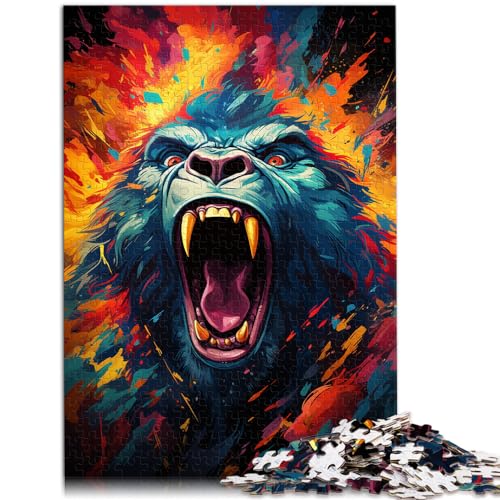 Spielgeschenk Puzzle, farbenfrohes Gemälde, Tier-Orang-Utan-Puzzle für Erwachsene und Ren, 300 Teile, Holzpuzzle, Lernpuzzle, Familienspiel für und Heimdekoration (26 x 38 cm) von SYUNFEI