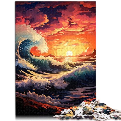 Spielgeschenk Puzzle „Wellen unter Sonnenuntergang“, 1000 Teile, Puzzle für Erwachsene, Familienpuzzle, Geschenk ganze Familie und (50 x 75 cm) von SYUNFEI