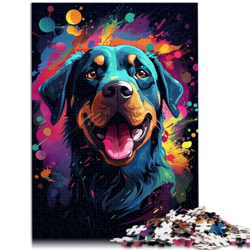 Spielgeschenk Puzzle Bunter Psychedelischer Rottweiler 1000-Teile-Puzzle Holzpuzzle Entspannungspuzzle Spiele-Denkspiel-Puzzle Heimdekoration （50x75cm） von SYUNFEI