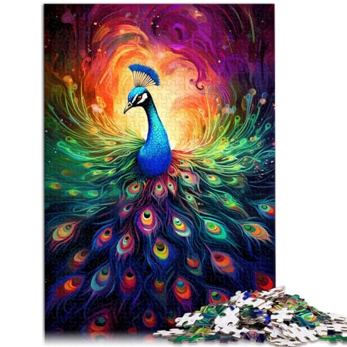 Spielzeug-Puzzle, bunter Psychedelischer Pfau, 1000-teiliges Puzzle für Erwachsene, schwieriges Holzpuzzle, Spielzeug, Denkspiel (50 x 75 cm) von SYUNFEI