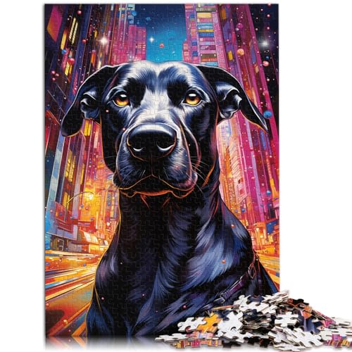 Spielzeug-Puzzle, farbenfrohe Schwarze Hundekunst, Puzzle für Erwachsene, 1000 Teile, Holzpuzzle, Puzzle, Lernspiele, Heimdekoration, Puzzle, Geschenkideen (50 x 75 cm) von SYUNFEI