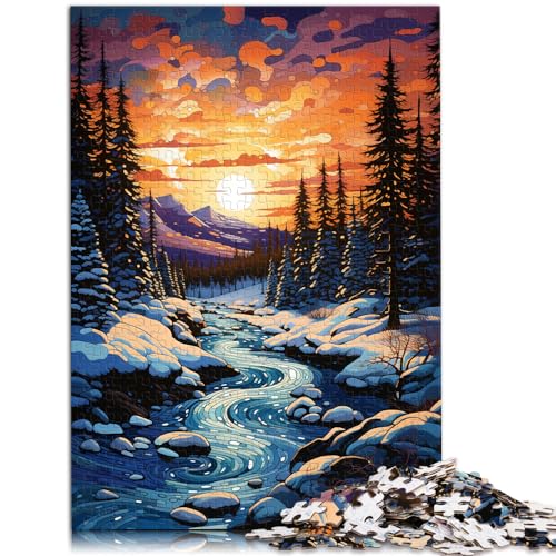 Spielzeug-Puzzle, farbenfroher und Psychedelischer Schneefall-Sonnenuntergang, 1000-teiliges Puzzlespiel, Holzpuzzle, Lernspiele, Spielzeug, Denkspiel (50 x 75 cm) von SYUNFEI