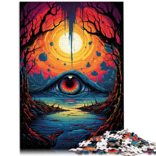 Spielzeug-Puzzle Bunte psychedelische Augen 300 Teile Puzzle Puzzle für Erwachsene Geschenke Holzpuzzle Denkspiel ganze Familie (26 x 38 cm) von SYUNFEI