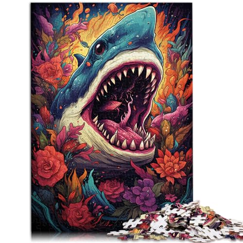 Spielzeug-Puzzle Die farbenfrohe Psychedelie der Hai-Mythologie Puzzle 1000-teiliges Holzpuzzle Entspannungspuzzle Spiele-Denkspiel-Puzzle Kunstwerk Geschenk （50x75cm） von SYUNFEI