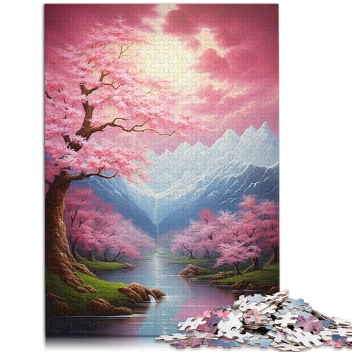 Spielzeug-Puzzle Sakura und japanische Berge 300 Teile Puzzle Holzpuzzle Puzzle Geschenke Jedes Teil ist einzigartig - Herausforderndes, unterhaltsames Familienspiel （26x38cm） von SYUNFEI