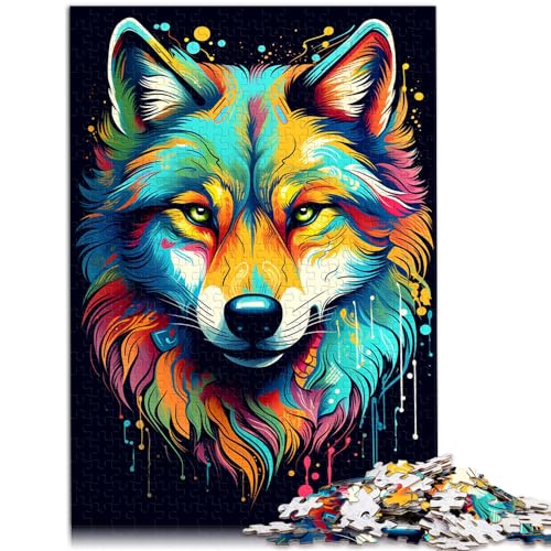 Straßenpuzzle, bunter Wolf, 1000 Teile, für Erwachsene, schwierige Puzzles, Holzpuzzles, Puzzle-Kunstwerke, Geschenke für Freunde und Familie (50 x 75 cm) von SYUNFEI