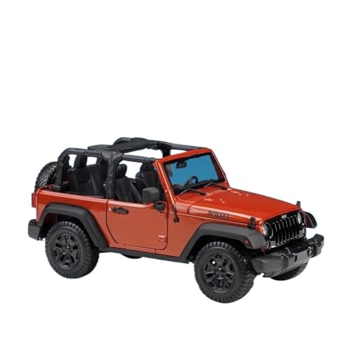 Auto Modell 1:18 2014 Jeep Wrangler Legierungsauto-Spielzeug-Geländewagenmodell Türen öffnen Lichter ertönen Boomerang Jungen-Kinderspielzeug Kleinkinder Kinder Jungen Mädchen Geschenk(Orange) von SYYANFEI