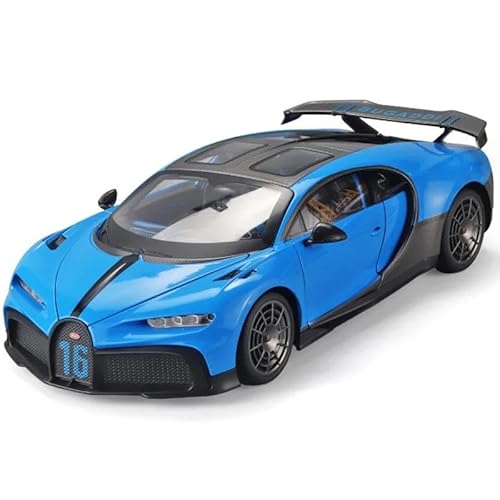 Auto Modell 1:18 Für BUGATTI Chiron PUR SPORT Legierung Sound Und Licht Druckguss Metall Racing Super Auto Modell Spielzeug Sammlung Ornamente Kleinkinder Kinder Jungen Mädchen Geschenk(Blau) von SYYANFEI