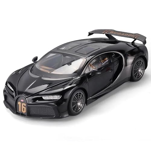 Auto Modell 1:18 Für BUGATTI Chiron PUR SPORT Legierung Sound Und Licht Druckguss Metall Racing Super Auto Modell Spielzeug Sammlung Ornamente Kleinkinder Kinder Jungen Mädchen Geschenk(Schwarz) von SYYANFEI