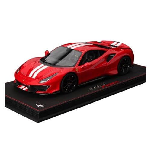 Auto Modell 1:18 Für Handgefertigte Limited Edition Ferrari 488Pista Hardtop BBR Resin Car Model Hobbyist Collection Showcase Jungen Mädchen Geschen(Red 1 Leather Base) von SYYANFEI