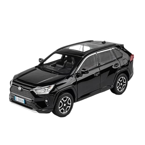 Auto Modell 1:22 Für RAV4 SUV Metallguss Heckklappe Sound Und Licht Auto Spielzeug Fertige Automodell Szene Partydekorationen Jungen Mädchen Geschen(Schwarz) von SYYANFEI