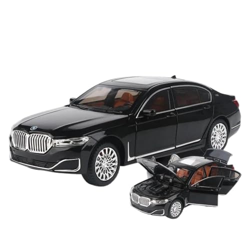 Auto Modell 1:24 Für BMW 760 THE7 Imousine Legierung Diecast Metall Zurück Auto Modell Sound Und Licht Auto SammlerstückeSpielzeug Dekoration Kleinkinder Kinder Jungen Mädchen Geschenk(Schwarz) von SYYANFEI