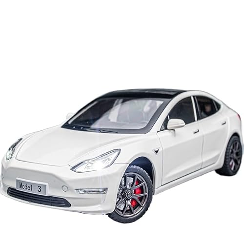 Auto Modell 1:24 Für Druckgussmetall Tesla Model 3 Legierungsauto Schach New Energy Elektromodell Metallspielzeugauto Jungen Mädchen Geschen(White) von SYYANFEI