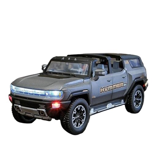 Auto Modell 1:24 Für Hummer EV Legierung New Energy Auto Druckguss Metall Geländewagen Modellsammlung Sound Licht Simulation Jungen Mädchen Geschen(Grau) von SYYANFEI