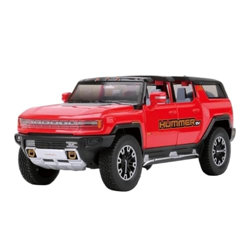 Auto Modell 1:24 Für Hummer EV Legierung New Energy Auto Druckguss Metall Geländewagen Modellsammlung Sound Licht Simulation Jungen Mädchen Geschen(Rot) von SYYANFEI