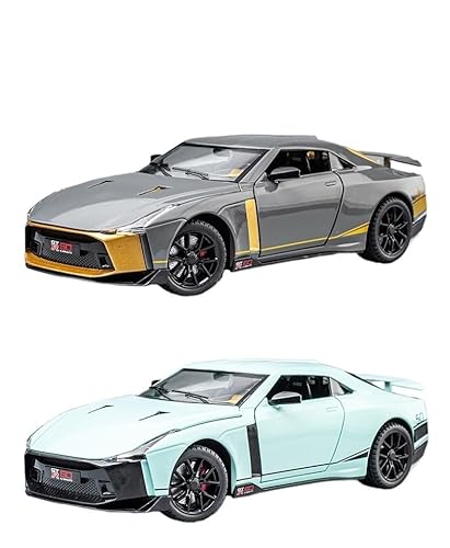 Auto Modell 1:24 Für Nissan New GTR 50th Anniversary Limited Edition-Legierung Aus Metalldruckguss Spielzeugauto Sound-Licht-Sammlung Jungen Mädchen Geschen(Blau) von SYYANFEI